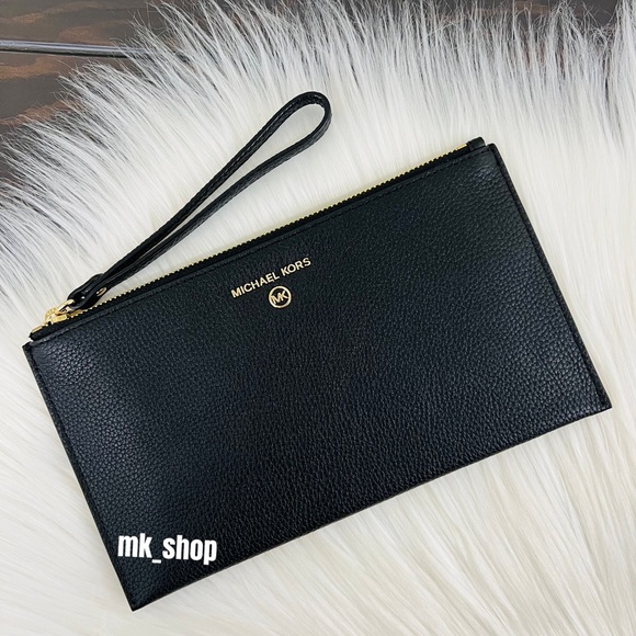 Michael Kors Jet Set Charm Large Zip Clutch Wristlet Black - Picture 1 of 11